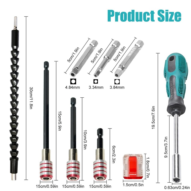 1/4 Hex Shank Bit Holder Set, Including Magnetic Sleeve, Bit