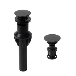 BSTIIU Bathroom Sink Drain with Overflow, Bathroom Sink Stopper for Vanity Vessel Sink,Universal Rapid Draining Plastic Pop-up Sink Drain with Anti-Clog Strainer, Matte Black