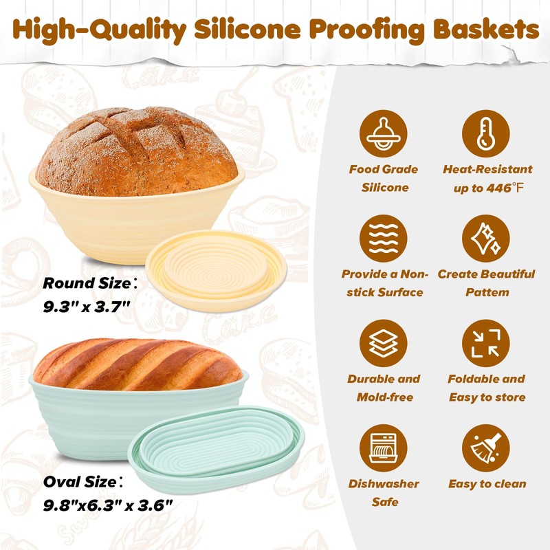 HK Sourdough Starter Kit, Sourdough Bread Baking Supplies with 9''