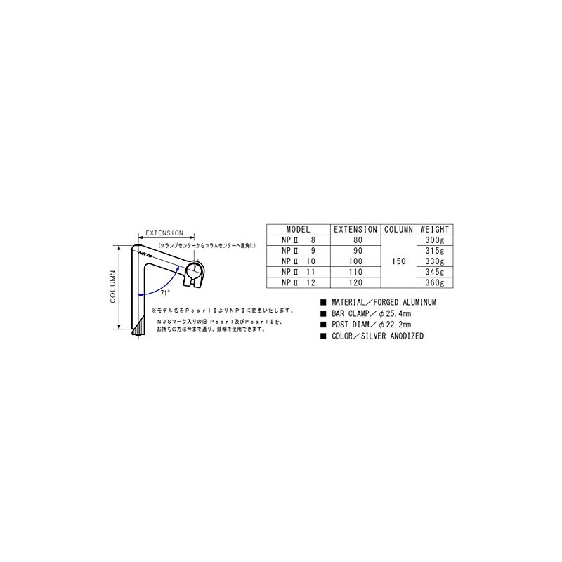 NITTO(日東) ステム NPII NJS NPII 9 φ25.4 φ22.2 90 シルバー