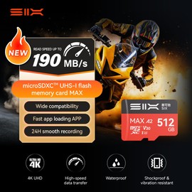 SIX M200 128GB Micro SD Card Read Up to 190MB/s for 4K UHD Continuous Recording - A2, U3, V30 microSDXC Memory Card 128GB with Adapter for Action Cameras, Drones, Gaming Consoles, Dash Cams, Phones