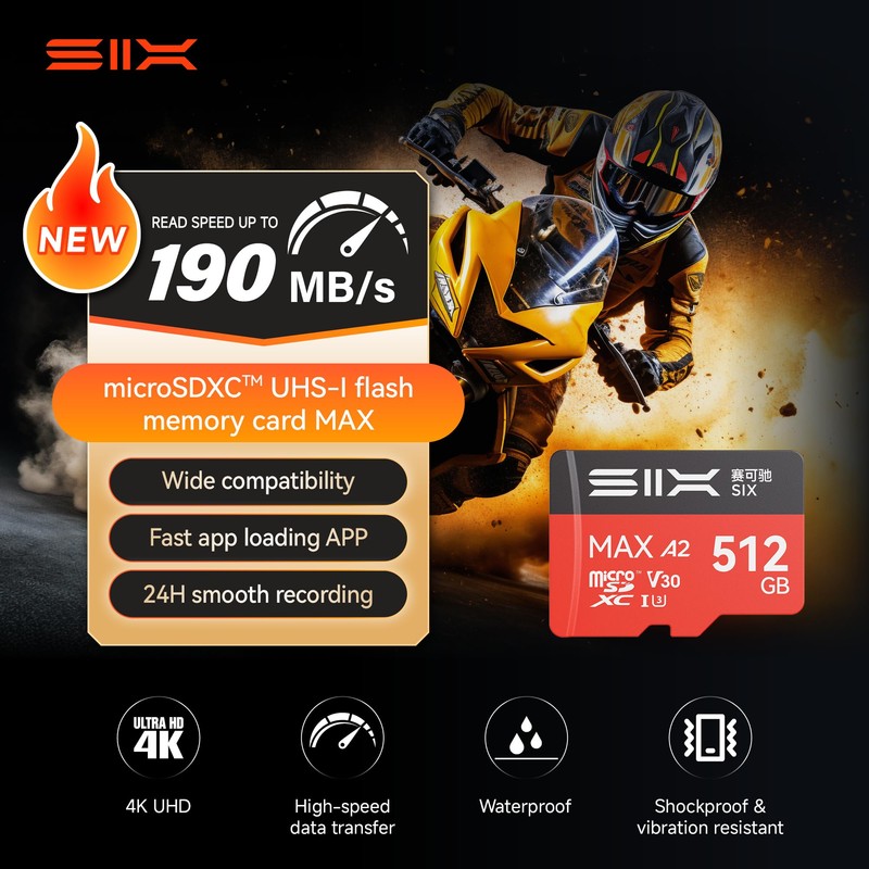 SIX M200 128GB Micro SD Card Read Up to 190MB/s