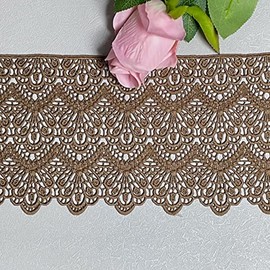 14CM Width Europe Long Pattern Inelastic Embroidery Lace Trim,Curtain Tablecloth Slipcover Bridal DIY Clothing/Accessories.(4 Yards in one Package) (Camel)