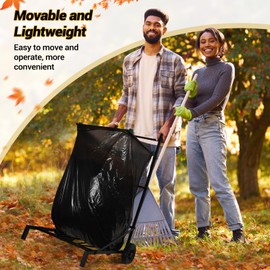 CAROD Trash Bag Holder, Adjustable Metal Leaf Bag Holder from 30-45 Gallon Capacity, Mobile Garbage Bags Cart, Outdoor Garden Leaf Bags Stand for Yard & Lawn Cleanup, Gardening, Camping, Parties