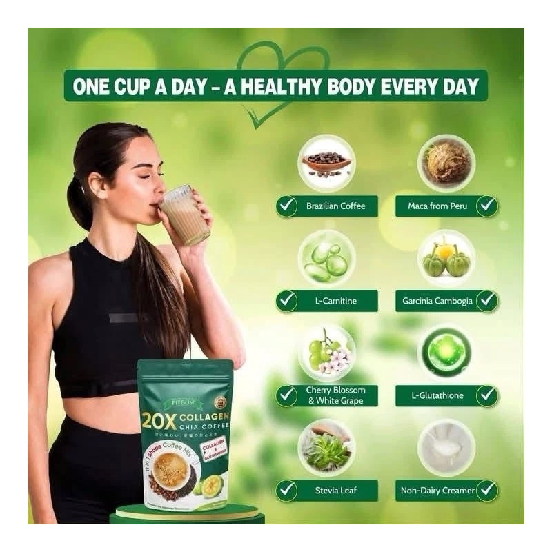 FIT GUM 2 PACK/ FITGUM 20X Collagen Chia Coffee -