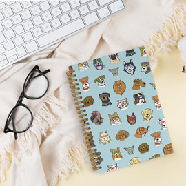 QLMX Funny Dog Spiral Notebook, Dog Journal Notebook, Dog Lovers Gifts for Women, Cute Dog Notebooks for School Work, Blue Dog Journal Office Supplies Gifts for Dog Lovers Women Men, 5.5x8.3 Inch