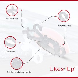 LITES-UP Clear Multi-Directional Gutter Clip & Shingle Clip for Christmas Lights with Four Locking Positions, 100 Count