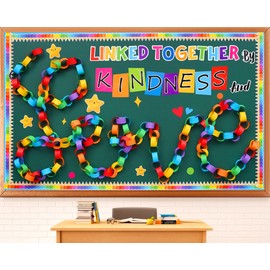 gisgfim Kindness Bulletin Board Decorations Set Back to School Classroom Paper Cutouts 3D Colorful DIY Crafts Motivational Link Together by Kindness and Love Bulletin Board Decor for Chalkboard Wall