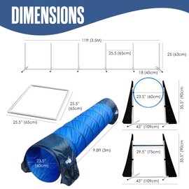 Houseables Dog Agility Course Backyard Set, Dog Agility Equipment, Obstacle Course Backyard, Training and Exercise Equipment, Play Tunnel, Weave Poles, Jumps, Pause Box for Playground, Park, Indoor