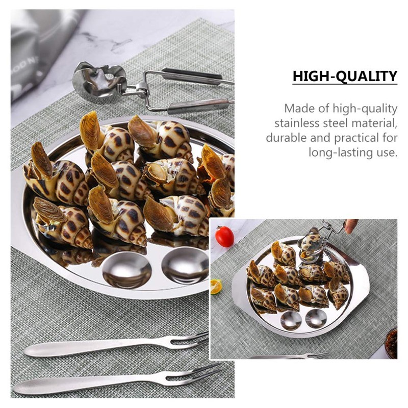 HEMOTON Set of 4 Stainless Steel Snail Plate Mushroom Bowls