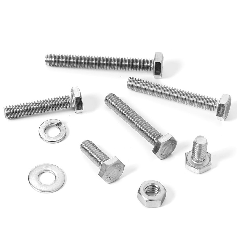 280PCs 1/4-20 Hex Bolts Screws Hex Nuts Flat Washers Lock