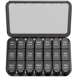 Daviky Weekly Pill Organizer 3X a Day, Travel Pill Box7 Day Light-Proof