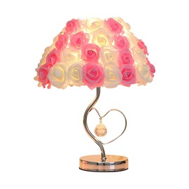 Rose Flower Table Lamp, Romantic Bouquet Lamp Bedside Night Light Artificial Rose Gift for Valentines Dating Party Home Bedroom Wedding Decor (Yellow Pink)