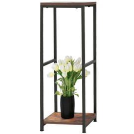 CASIMR Plant Stand for Indoor, Tall Metal Shelf with Square Wooden Board, 2 Tier Display Rack for Multiple Plants, 32 Inch Tiered Flower Pot Holder for Corner Living Room Balcony Garden Patio