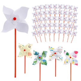 100 Pcs DIY Pinwheels Craft for Kids Bulk Blank Paper Pinwheels Color Your Own Pinwheel for Spring Summer Craft for School Group Daycare Home Fun Graffiti Art