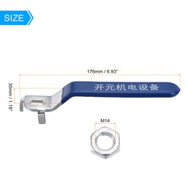 sourcing map Lever Handle Iron Chrome Plated Replacement Quarter Turn with Plastic Grip Blue for DN65 Ball Valve