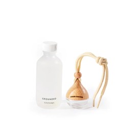 Lifetherapy Choose Your Mood 2 Ounce Glass and Beech Wood Waterdrop Shaped Scented Vehicle Auto Car Diffuser, Grounded