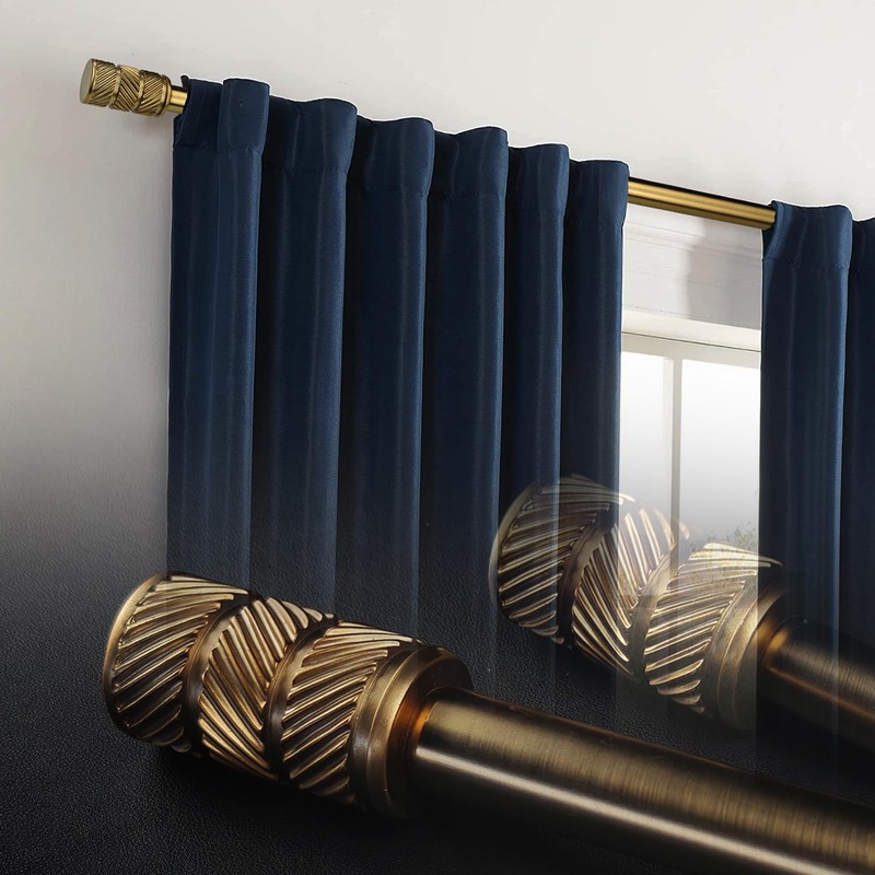 ILAISIHOME 1-1/8 Inch Diameter Antique Gold Curtain Rods with Knurl