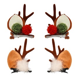 Christmas Hair Clips for Women Christmas Reindeer Antlers Hairpins Deer Antler Hair Clips Deer Ears Hair Barrettes Clips Xmas Hair Clips Christmas Hair Accessories Elk Horns Headpiece 4 Pcs