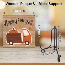 Happy Fall Y'all Pumpkin Truck Wooden Sign-Thanksgiving Pumpkin Plaque With A Metal Support-Farmhouse Thanksgiving Autumn Wooden Decoration-Fall Wooden Home Decoration-D15