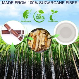 BESELER 100Pack Disposable Paper Bowls, 350 ml Biodegradable and Compostable Bagasse Bowls, White Sugarcane Bowls for Picnics, BBQ and Parties Bowls