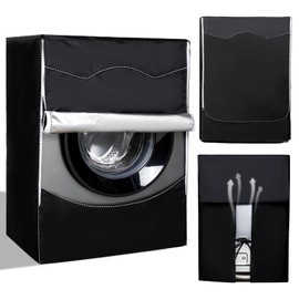 Cozary Washing Machine Cover, Waterproof, 420D Oxford Washing Machine Cover with Zip, UV Protection, Dustproof, Waterproof Cover for Washing Machine and Dryer, 60 x 65 x 85 cm