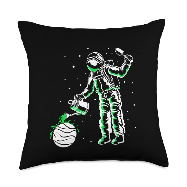 Astronaut In Space Watering Can And Garden Shovel Gardener Throw