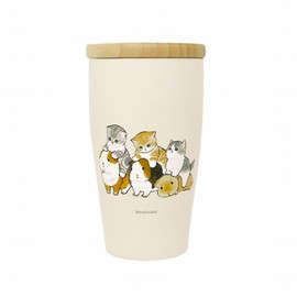 Toa Metal Mofusand Stainless Steel Tumbler with Wooden Lid 11.8 fl oz (350 ml) [Guinea Pig Test Drive] 53-2091 Beige