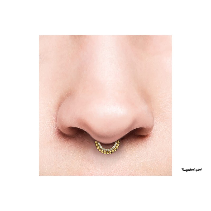 PIERCINGLINE Titanium Clicker Crystals + Balls Ring Nose Septum Ear