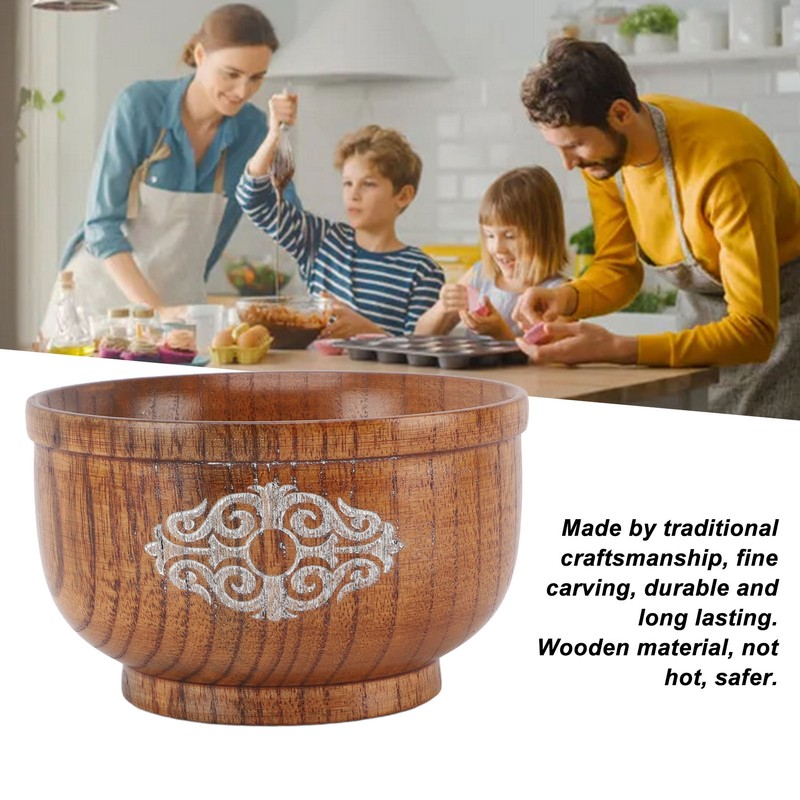 Bowl Sour Jujuba Wood Handmade Anti Scald Classic Rice Bowl