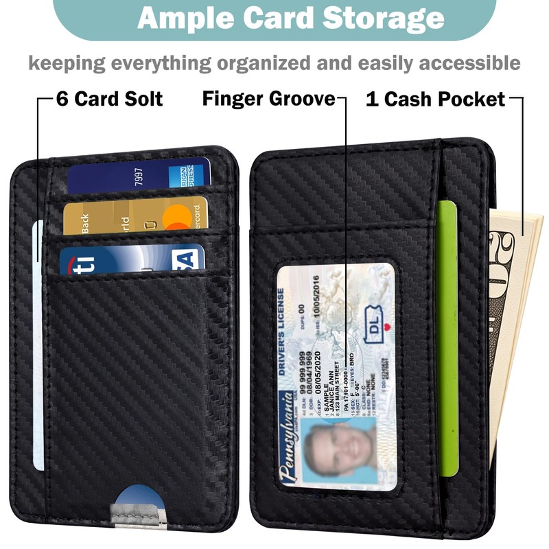 HOTCOOL Slim Wallet for Men, Minimalist Front Pocket Simple Leather