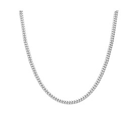 nometo Silver 3.5mm Cuban Chain Necklace, 925 Sterling Silver, Lobster Claw Clasp, Unisex, 16 Inches