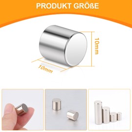 Pack of 15 Mini Disc Magnets, 10 x 10 mm Magnets Strong, Neodymium Power Magnet, Silver, Disc Magnet, Extra Strong Cylinder Magnets Magnets for Magnetic Board, Whiteboard, Fridge, Small Magnets
