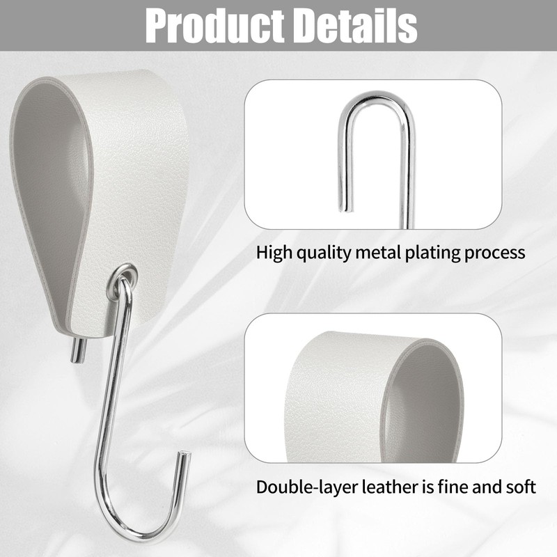 GGXZHT S Hooks with Leather Loop, Pack of 6, Clothes