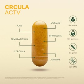 VITAL BOTANICS - Active Circulation - Omega 3, 6 y 9, Vitamina C, Ajo, Bromelina, Cúrcuma, Jengibre, Uva - Multivitamínico - 200 Cápsulas De 500 Mg - 