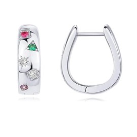 DEYOUM Horseshoe Earrings for Women Dainty Charm Cute 14K Gold Silver Plated Horseshoe Horse Animal Lover Hoop Earring Holiday Party Jewelry Gifts, Medium, Metal, No Gemstone