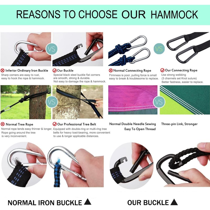 Hammock Camping, Portable Single/Double Hammocks for Outdoor Hiking Travel Backpacking