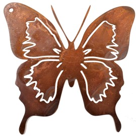 Rostikal Set of 4 Rust Decorative Butterfly 12 x 12 cm Hanging Window Garden Decoration Shabby Chic Decoration