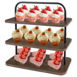 Wood Cupcake Stand, 3 Tier Rustic Wooden Cupcakes Holder, Cupcake Display Stand for 50 Cupcakes at Parties Birthday,Baby Shower, Wedding and Other Events