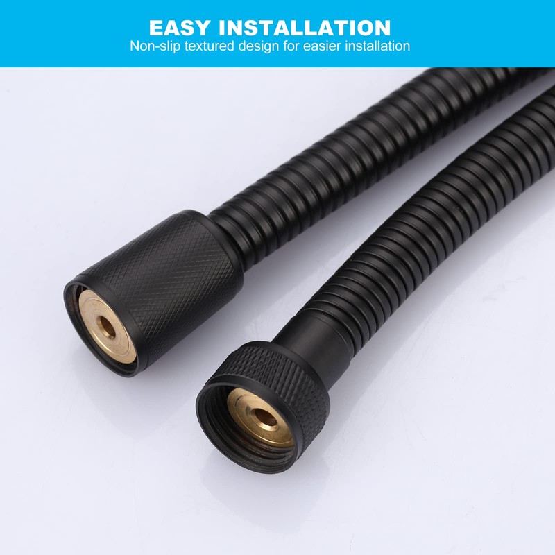 Aleasha Matte Black Finished Shower Hose, 63 Inches SUS 304
