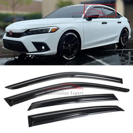 Fits for 2022 2023 2024 2025 Honda Civic 4 Door Sedan JDM 3D Wavy Mugen Style Window Visors Rain Guards Deflectors