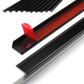 Jiekayi 10 Pack 12 Inch Peel and Stick Metal Tile Edge Trim, Edge Trim for Decorative Kitchen Backsplash Fireplace, Furniture, Picture, Mirror Frame Border (Black)