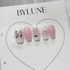 Pink Ribbon Handmade Nail Tips Nail Tips - Short Oval