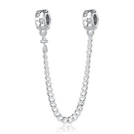 Doyafer 925 Sterling Silver Moon Star Bracelet Safety Chain Women's Charm Pendant Commemorative Birthday Jewelry Gift