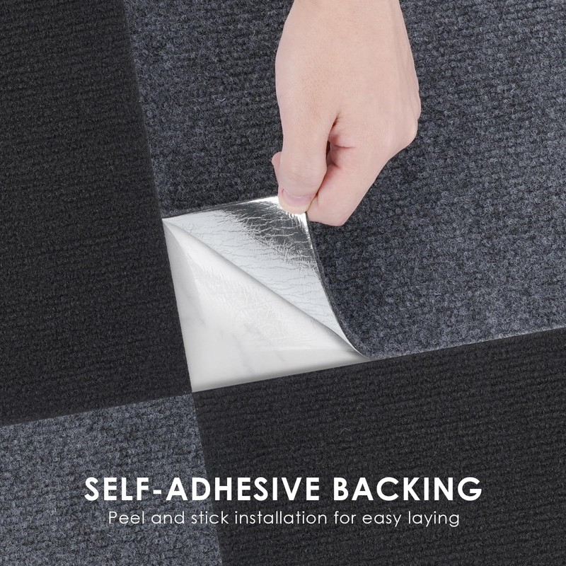 VallisCo Carpet Tile 20 Pack 24” X 24” Self Adhesive