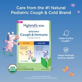 Hyland's Kids Organic Cough and Immune Day and Night Combo Pack, Eases Coughs, Supports Immunity, Promotes Sleep, Two 4 Fl Oz. Bottles (8 fl oz)