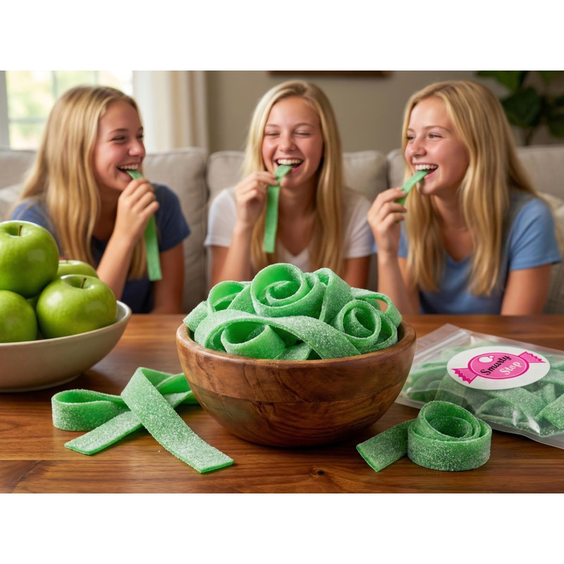 Smarty Stop Sour Gummy candy Strips (Green Apple, 1 Pound)