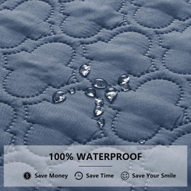 Bigbeer Waterproof Dog Blanket, Washable Pet Couch Covers for Dogs, Sofa Bed Furniture Protector Cover for Puppy Kids Reversible(52x82 Inch, Blue+Cream)