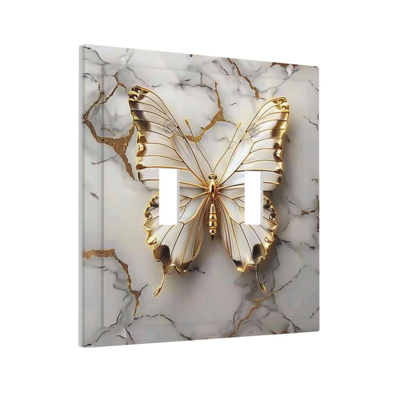 Wpshijia Light Switch Cover Plate Gold White Butterfly Luxury Abstract