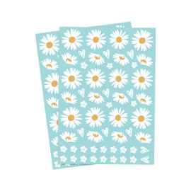 AIBAOBAO Pack of 2 Daisy Blossom Stickers, Wall Stickers Blossom Bicycle Stickers, Girls Bedroom Flowers Stickers for Scooter, Bicycle, Notebook, Laptop, Children's Room (29 cm x 21 cm)